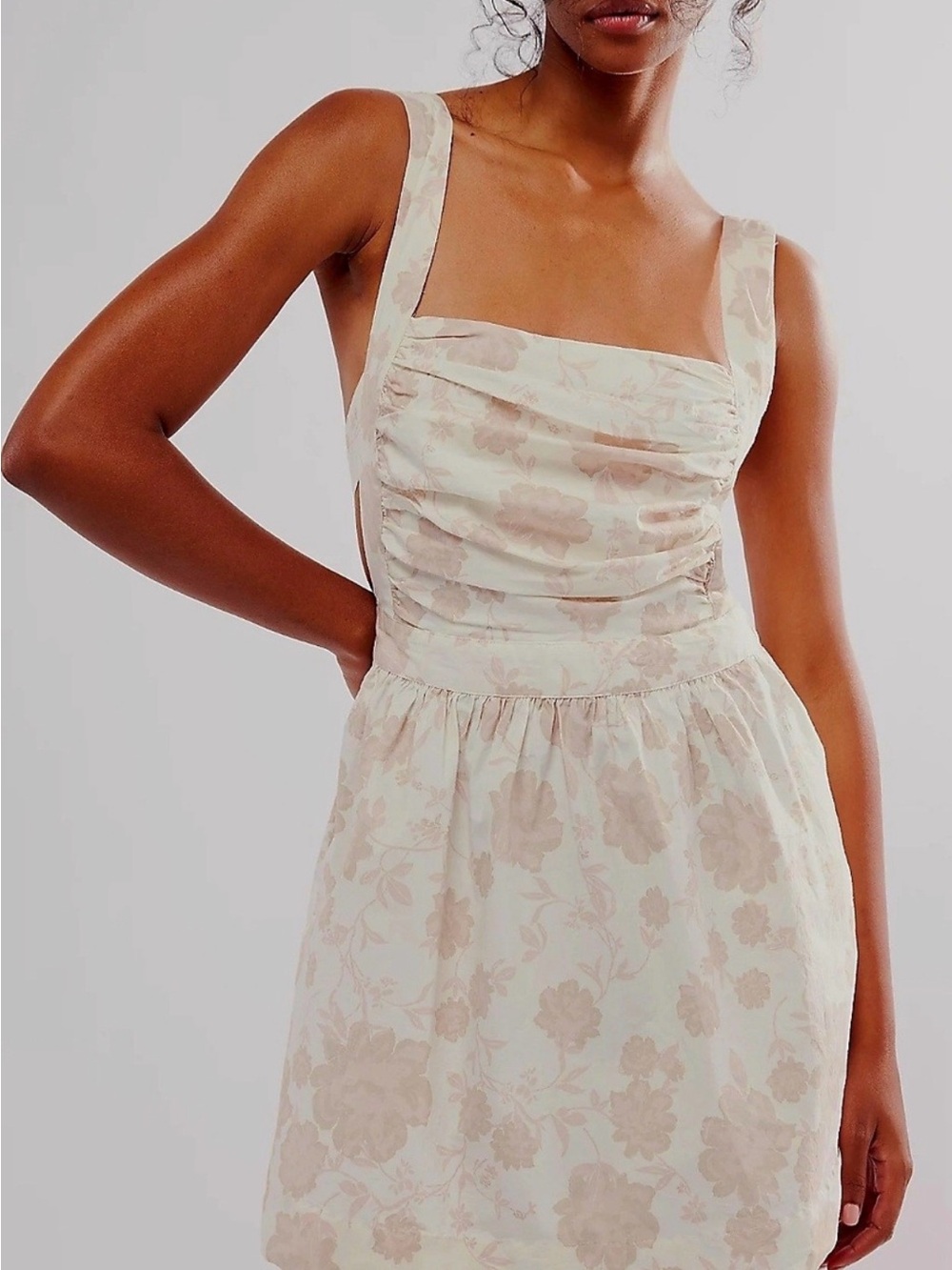 Free People Ivory Dress with Blush Floral Print
